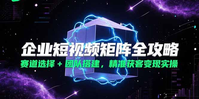 企业短视频矩阵全攻略，赛道选择+团队搭建，精准获客变现实操